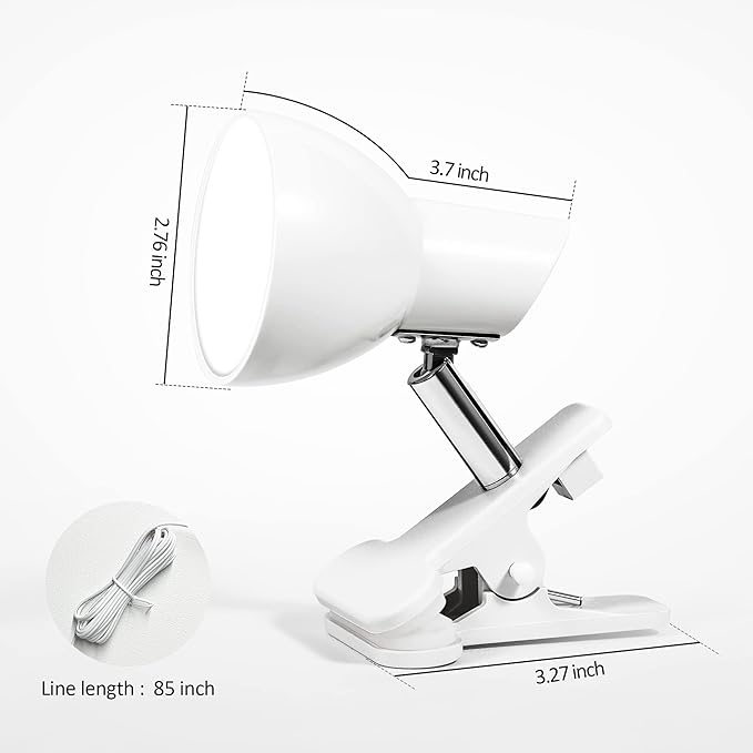 LED Small Clip Light,5W Super Bright Reading Light, 330° Rotation Lamp with Clamp on Desk/Table/Bed Headboard/Cupboard Home Lighting, Modern and Save Space Illumination Powerful bedroom Lamp White