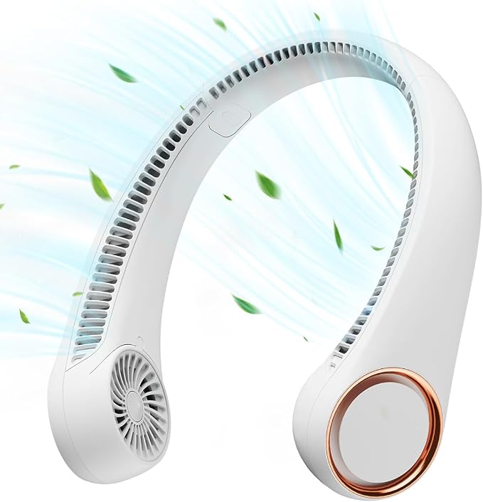 Gaiatop Portable Neck Fan Rechargeable, Hands-Free Cooling, 23.5hrs Runtime | Battery Powered Personal Wearable Fan, Summer Outdoor Travel Essentials, Birthday Gifts for Women Men Teens, White
