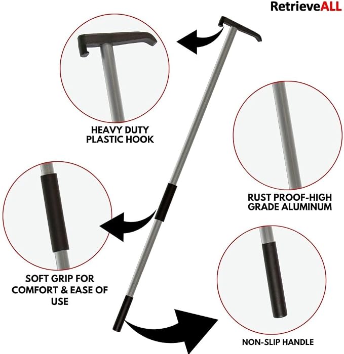 RetrieveALL Value Pack (2 Pack) of Heavy Duty Retrieval Pole | No Rust Cargo Tool | Multi-Use Cargo Retriever | No Rust Reaching Aid, Durable Lightweight Versatile Grabber