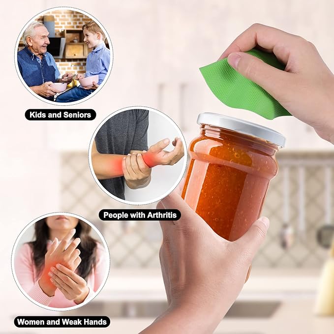 Jar Opener Gripper Pad, 4pcs Rubber Jar Grippers Multi-function Lid Jar Opener for Seniors with Arthritis Weak Hands -Non Slip Kitchen Coasters