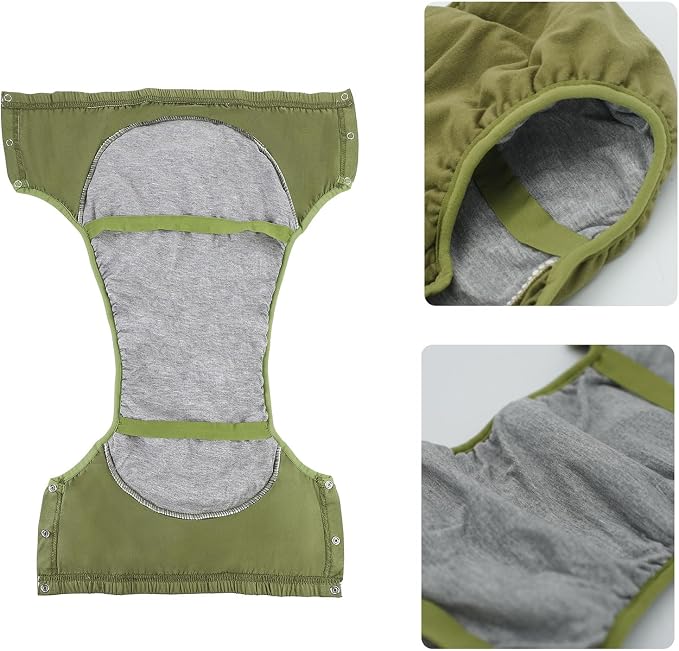Reusable Adult Diapers Incontinence Adults Leak Proof Cotton Cloth Underwear Washable Elderly Incontinence Cotton Nappies with Button Pull on Cover Pants for Seniors Disability Postpartum