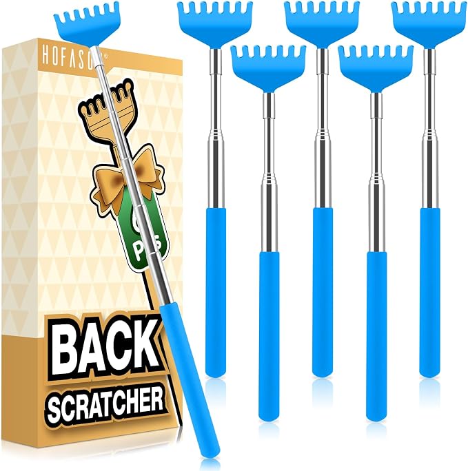 HOFASON Back Scratcher 6 Pack, Stocking Stuffers for Men Adults Women Teens | Christmas Small Bulk Gifts for Men Women Teens, White Elephant Gag Birthday Gifts, Party Favors Prizes for Adults (Blue)