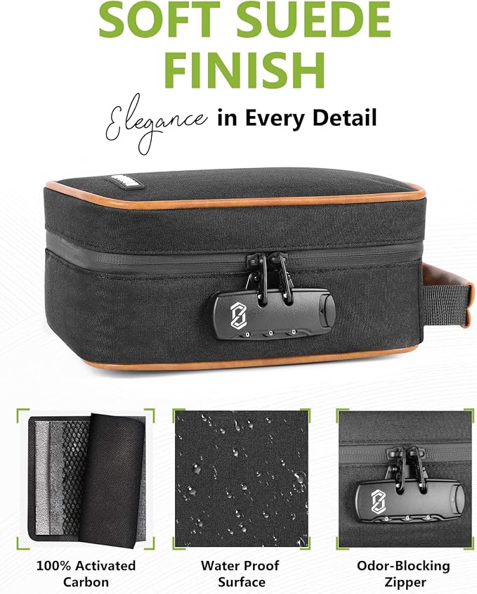 OZCHIN Smell Proof Bag with Combination Lock File Organizer Case Container Medicine Odorless Storage Lock Box Great Gift for Friend (Dark Brown, M)