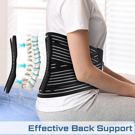 NEENCA Back Brace for Lower Back Pain Relief - Ergonomic Lumbar Support with Removable Steel Stays, Breathable Back Support Brace for Posture Correction, Sciatica, Herniated Disc, Scoliosis, Office Work, Lifting, Exercise (Black, Large)