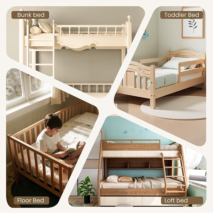 Toddlers' Bed Rail Bumpers Protector, Children's Bed Guardrail Padding, Soft Cushioned Barrier, Increased Height, Easy to Install, Washable Cover, Fits Floor, Bunk & Loft, 2.3 Ft, Gray