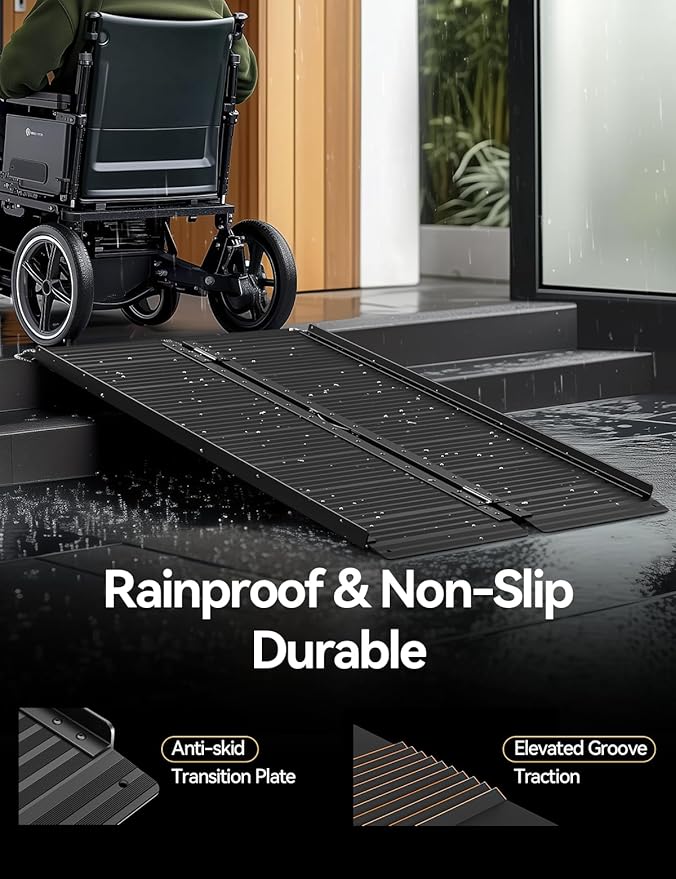 Black Aluminum Ramp 3FT, With Non-Slip Surface Wheelchair Ramp, Folding Portable Wheelchair Ramps for Home Steps,Scooter Ramp for Car, Stairs, Doorways, Curbs, 800 LBS Weight Capacity, 28.3" W x 36''L