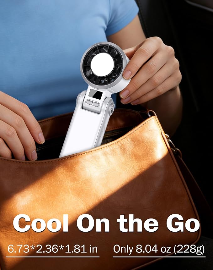 Portable Handheld Fan with Semiconductor Ice Cooling, [Instant Ice Relief], 4000mAh Rechargeable Mini Personal Fan, 5 Speeds, Quiet USB Travel Fan for Outdoor, Commuting, Summer Heat