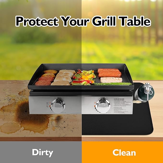 Heat Resistant Mats for Countertop fits Tabletop Grill, 18x15x0.04in, Black | 1022℉ Fireproof grill mat for countertop/table protection, fits gas/charcoal grills, pizza ovens, fits Blackstone & Ninja