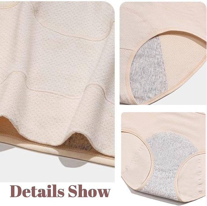 3 Pack Women's Incontinence Underwear Washable, Double Elastic High Waist Adult Incontinence Protective Briefs, Reusable for Light Bladder Leakage(S-Waist: 21.3''~35.4'')