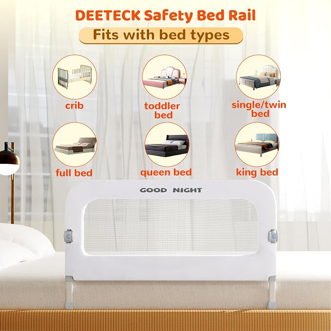 Bed Rail for Toddlers, 32 Inch Toddler Bed Rails, Bed Rail for Baby(White) | Adjustable Heights, Folding up Portable, Safe Metal Frame, For Baby, For Crib, Twin, Bunk, Full Size, Queen & King Bed