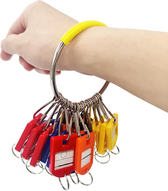 Portable Key Organizer, Key Organizer Keychain with 20 Individual Spring Hooks and Key Tags for Multiple Keys, Lightweight Key Holder for Office, Janitor, Hotel, Apartments, Cars Rental