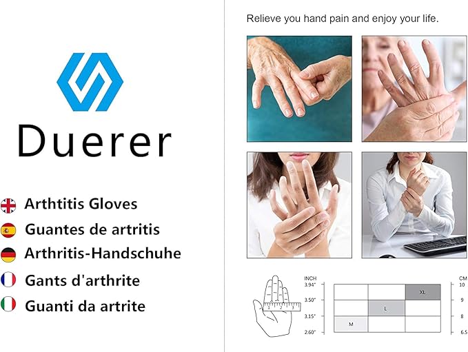 Duerer Arthritis Gloves Women Men, Carpal Tunnel, Rheumatiod, Tendonitis, Fingerless Hand Thumb Compression Gloves