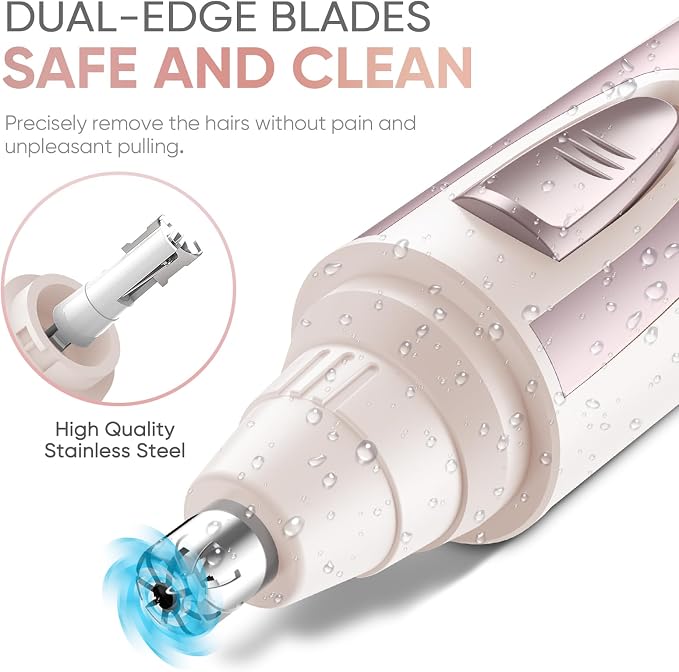ZORAMI Replacement Nose Hair Trimmer Head, Stainless Steel Blades, Designed Battery-Operated Trimmer, Rose Pink