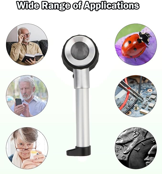 Rongon Jewelers Loupe Magnifiers 10X Magnifying Glass with Light Magnifying Lens with Light Scale and Measure Scale for Jewelry, Seniors Read, Map, Stamps, Macular Degeneration, Inspection