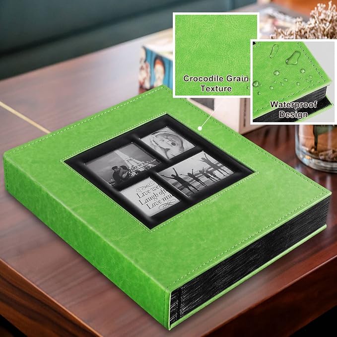 Ywlake Photo Album 4x6 500 Pockets Photos, Extra Large Capacity Family Wedding Picture Albums Holds 500 Horizontal and Vertical Photos Green