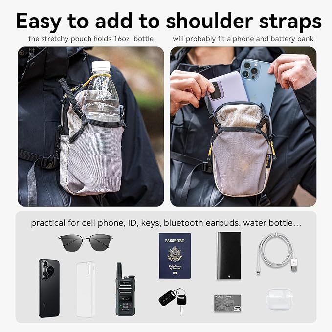 HIKEMAN Backpack Shoulder Strap Pouch - Smartphone Strap Pack,Waterproof Backpack Strap Pocket Attachment Bag for Hikers,Small Crossbody Bag Waist Pack for Sports Hiking Camping (Army Green)