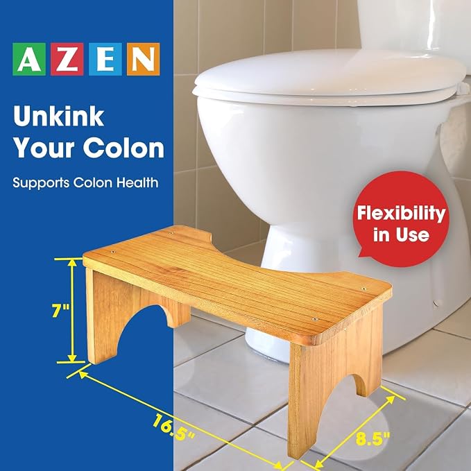 2 Pack Toilet Stool Squat Adult, Wood Poop Stool for Bathroom Adults, Portable Toilet Potty Stools for Adults