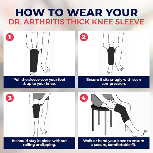 Dr. Arthritis Doctor-Developed Thick Knee Brace Support, Secure Compression Sleeve for Joint Stability (Black, S)
