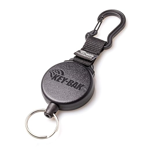 KEY-BAK SECURIT SD Retractable Keychain, 36" Retractable Cord, 15oz. Retraction, Durable Polycarbonate Case, Zinc Alloy Carabiner, Split Ring, Black