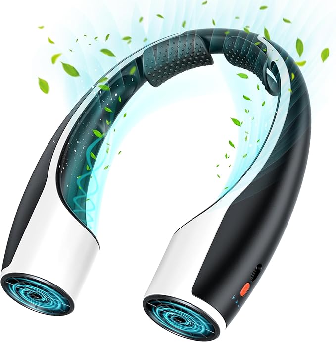 Rohent Portable Hands-Free Neck Fan - 4000mAh Battery, USB-C Rechargeable, Ultra-Quiet, 4 Adjustable Speeds – Perfect for Office, Outdoor, and Travel Use | USB-C Rechargeable, Comfortable to Wear, Perfect for Hot Days, Walking, Traveling, or Working Ou...