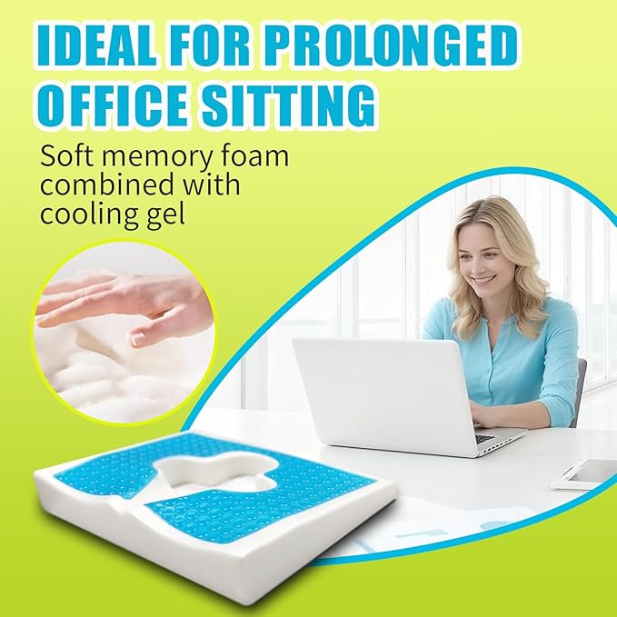Gel Wheelchair Seat Cushion,Bed Sore Cushions for Butt,Sciatica,Coccyx,Pressure Sore & Ulcer Pain Relief Butt Pillow for Office Chair,Removable&Washable (Thickened&Support-Enhanced Set Blue)