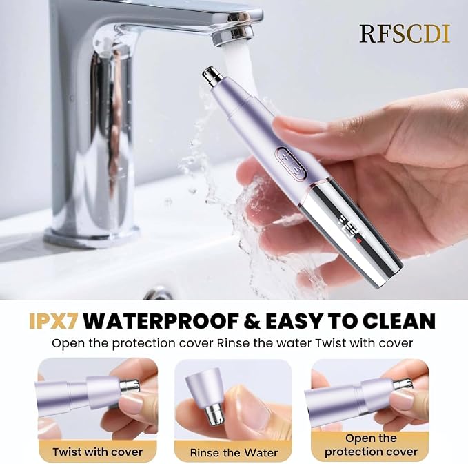 5-in-1 Rechargeable Nose & Eyebrows Hair Trimmer - IPX7 Waterproof Dual Edge Grooming Kit for Men & Women, Perfect for Hair Removal of Nose, Facial, Arm, Bikini, and Ear Hair (Purple)