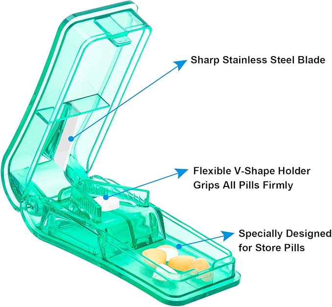 AVIDACE 2PCS Pill Cutter, Professional Pill Splitter for Cutting Small Pills or Large Pills in Half