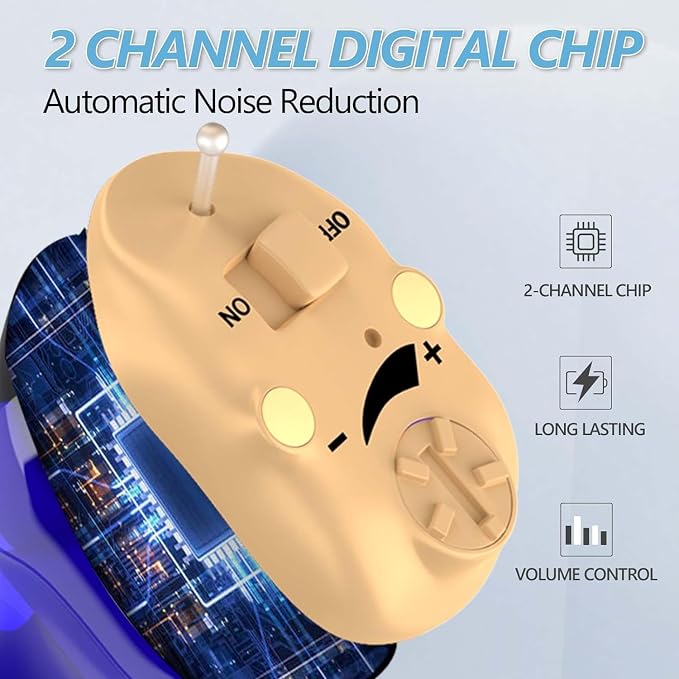 Hearing Aids, Wireless Rechargeable Hearing Amplifier, OTC Hearing Aids with Magnetic Charging Case, 2 Channel Digital in Ear Noise Cancelling Hearing Devices for Seniors