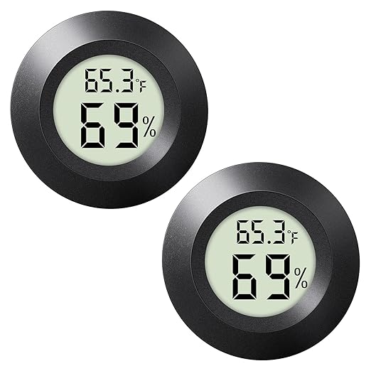 2 - Pack Mini Digital Hygrometer Indoor Humidity Meter & Round Temperature Monitor - Reptile Thermometer with Humidity Gauge (℉) or (℃) for Humidifiers Dehumidifiers Greenhouse, Garden