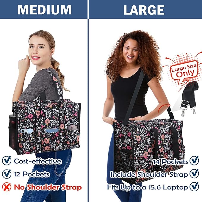ABAMERICA Nurse Bags for Work Nursing Bag Multiple Pockets Waterproof Organizing Zip Top Clinical Bag for Nursing Students