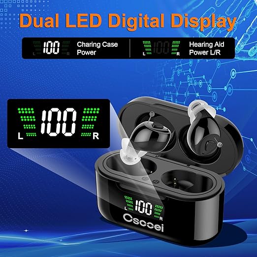 Premium 32-Channel Digital OTC Hearing Aids for Seniors & Adults - Invisible In-Ear Sound Amplifier with Rechargeable Charging Case,Noise Cancelling,Auto On/Off