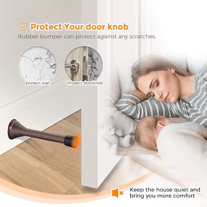 Ravinte Door Stoppers, 18 Pack Spring Door Stops with Rubber Bumper, Oil Rubbed Bronze Door Stoppers for Bottom of Door