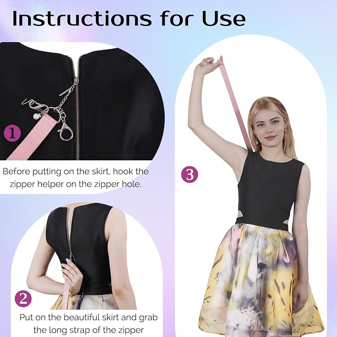 Zipper Puller Helper for Dresses and Bracelet Helper Tool Set | Dress zipper helper tool reaches back zippers and helps fasten bracelets for women, seniors, and travelers, easy to use