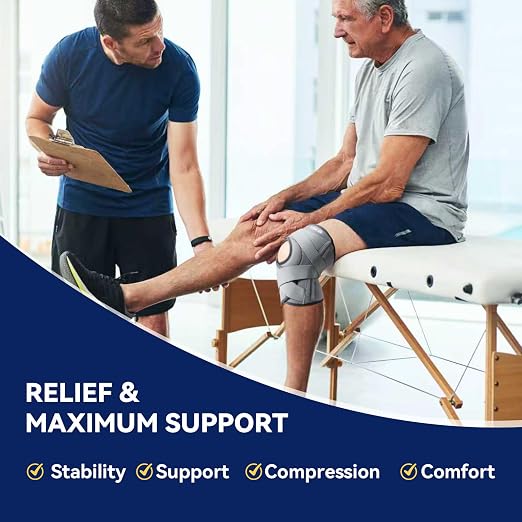 JOMVD Knee Brace for Knee Pain, Meniscus Tear, Adjustable Knee Support with Side Spring Stabilizers for ACL, Meniscus Tear, Arthritis, Patella Stability, Knee Pain Relief, Women and Men,Medium