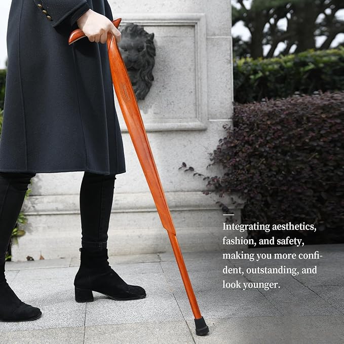 Wooden Walking Cane for Men and Women -Natural Solid Wood, 3 Rubber Tips, Heavy Duty, with Travel Bag- Wooden Walking Stick, Ergonomic Canes for Seniors Unisex Walking Canes