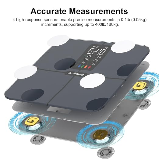 Smart Scale for Body Weight – Large Display Digital Scales with BMI, Body Fat, Muscle Mass, Professional Accurate to 0.05lb Bathroom Scales with Bluetooth APP Body Metrics