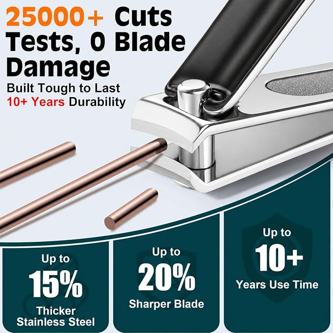 Nail Clippers Set, Fingernail and Toenail Clipper Cutters Kit | Ultra Sharp All-IN-ONE Kit: 15% Thicker Premium Sturdy Podiatrist Toe Nail Care Tools. Perfect Grooming Gifts with Case