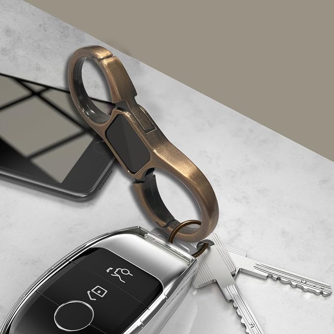 Idakekiy Key Chain Quick Release Spring with 4 Key Rings Heavy Duty Car Keychain Organizer for Men and Women
