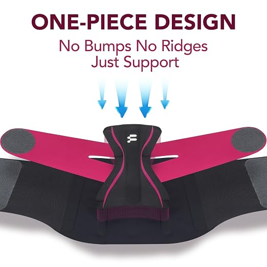 0.5mm Ultra Thin Back Brace for Women Men, Seamless Yoga Fabric for All Day Comfort, Wear under Clothes, Enhanced Lumbar Pad for Lower Back Pain Relief, Sciatica, Posture, Lifting, Rose, Size L