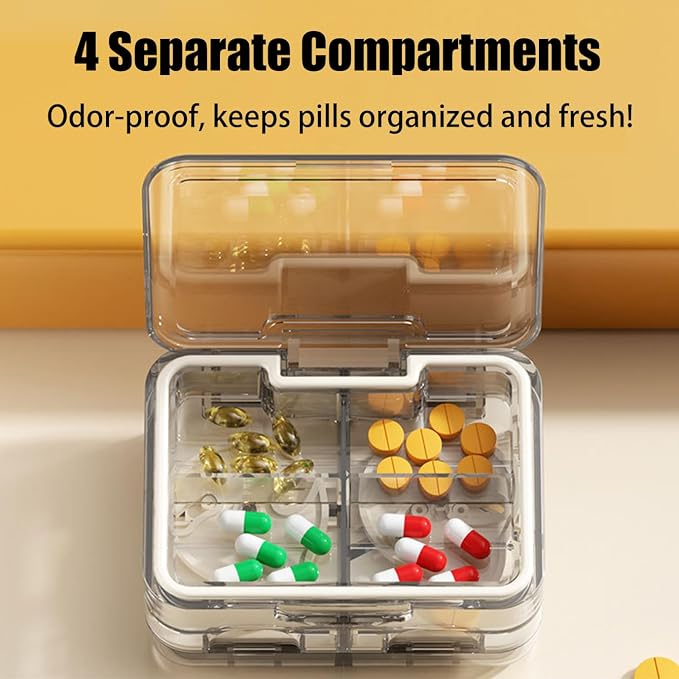Pill Cutter Splitter 1/3, 1/4 with Centering Device for Small and Large Oblong Oval Tablets with Pill Storage, for Quarter, Third and Half