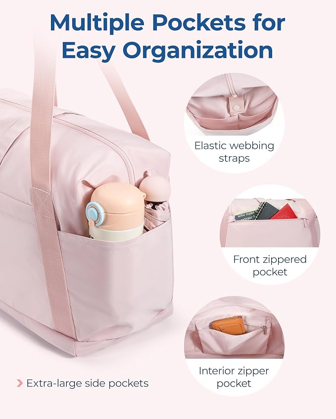 BAGSMART Personal Item Travel Bag For Spirit Airlines, 23L Lightweight Gym Bag for Women Foldable Duffle Bag Weekender Overnight Bag for Travel, Gym