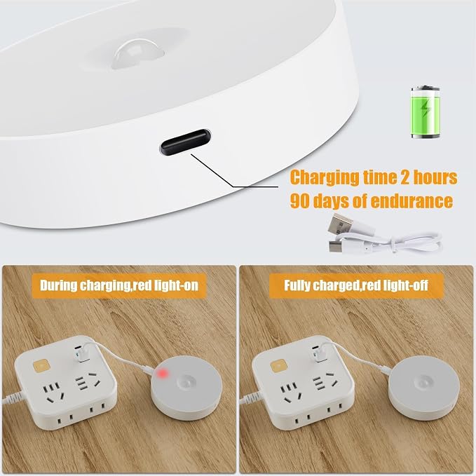 14 LEDs Motion Sensor Light Indoor, 3 Pack Rechargeable Night Light | Rechargeable, Wide Detection Range, 5 Light Modes, Bedroom Closet Lights, Anywhere Stair Light, Hallway Light- Cold White