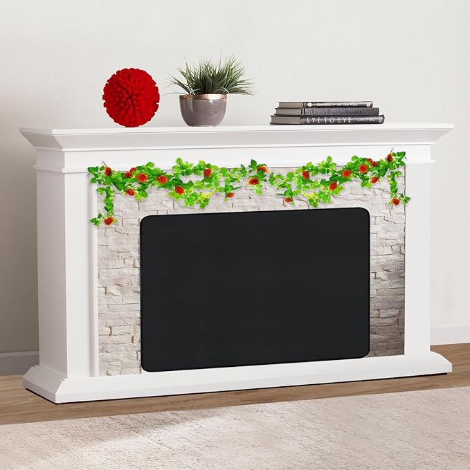 Fireplace Cover, Draft Stopper for Brick Fireplace, Fireplace Flue Blocker, Indoor Fireplace Blanket for Heat Loss, Winter and Summer, Black, 36x32 Inches