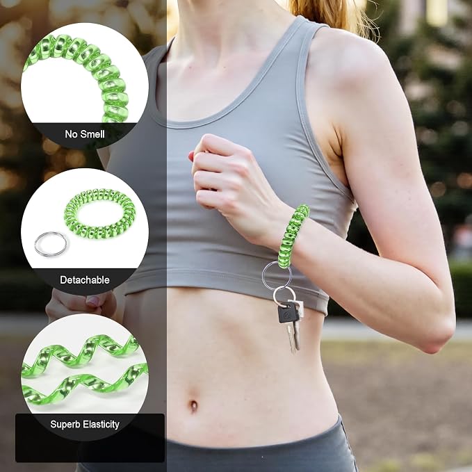 Spiral Coil Keychain, Anti-lost Key Chain Holder Lanyard Cord for Sauna Outdoor Sports and Gym Pool