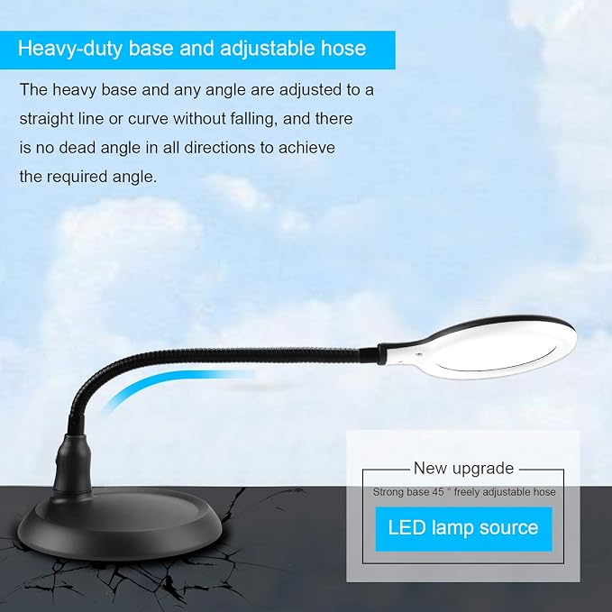 Magnifying Glass Lamp,5X Magnifier LED Light and Flexible Neck,Magnifying Lamp USB Powered,Perfect for Reading,Hobbies,Task Crafts or Workbench | Magnifying Lamp USB Powered Perfect for Reading, Hobbies, Task Crafts or Workbench