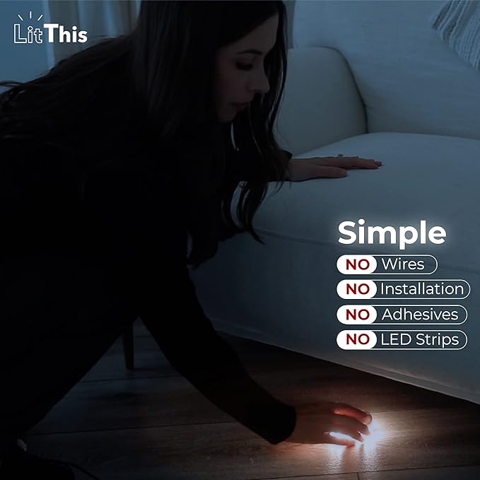 Under Bed Light, Ready-To-Use, No Setup, 360° motion activated night light