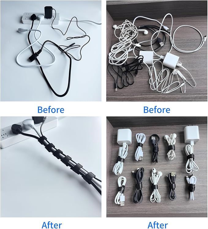 100 PCS 12 Inches Black Reusable Cable Ties,Multi-purpose Adjustable Cord Straps,Cable Organizer,Cord Wrap and Hook Loop Cords Management,Adjustable Cord Ties for Home,Garden,Office,Data Centers