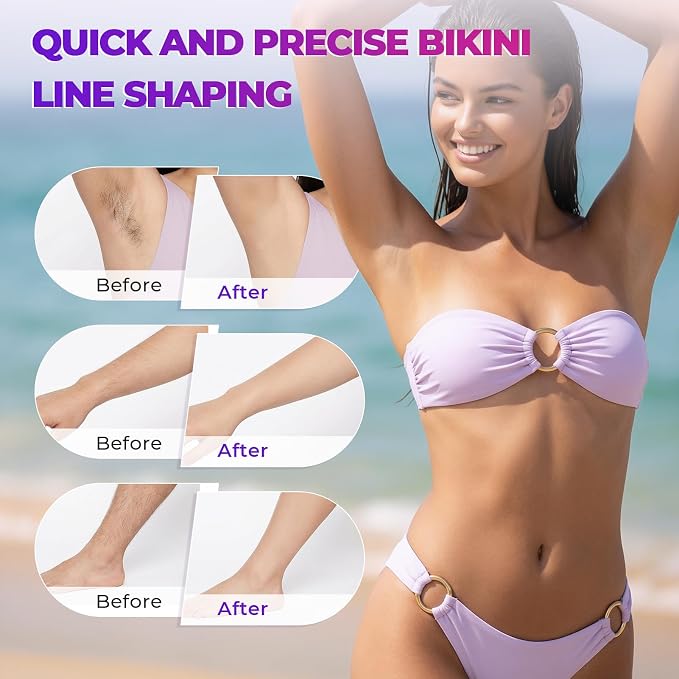 4 in 1 Bikini Trimmer for Women, Electric Razors for Women - Dual Head, Wet & Dry Use Pubic Body Hair Trimmer Electric Shavers, Rechargeable Womens Facial Razors for Legs, Nose, Armpits, Bikini Area