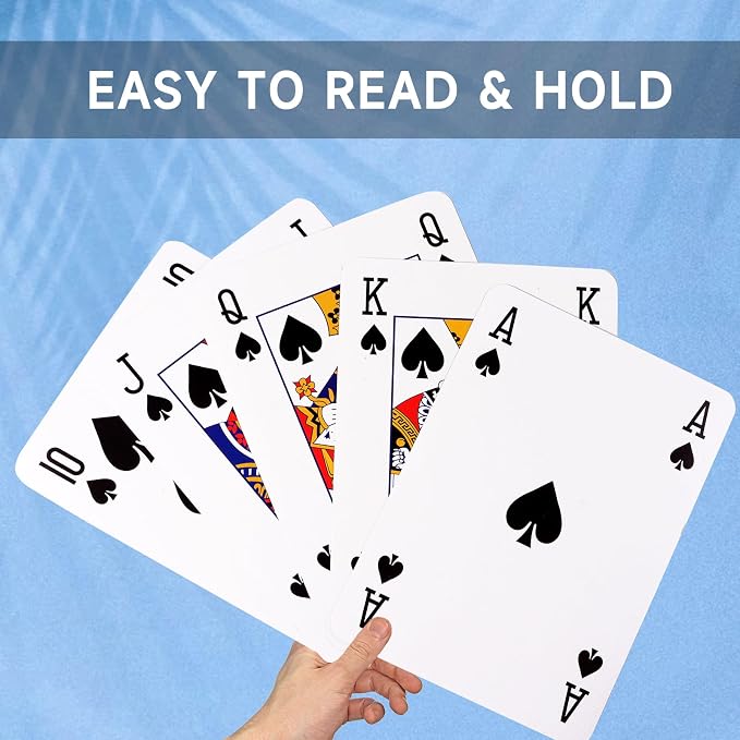 GSE 8 x 11 Inch Super Jumbo Playing Cards, Giant Deck of Playing Cards | Oversized Full Deck, Huge Poker, Easy Read For Adults & Seniors, Magic Party, Casino Theme Party Decorations
