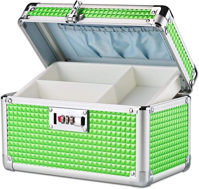 Medicine Lock Box with Code, Secure Multipurpose Locking Box | Portable Combination Storage Lockbox, Childproof Medication Organizer Case, Portable First AidBox with Removable Utility Tray